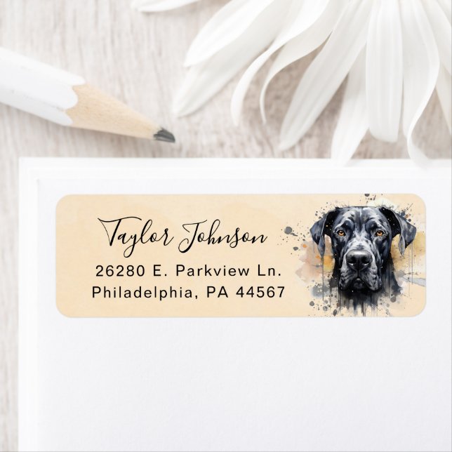 Great Dane Dog Return Address Label (Insitu)