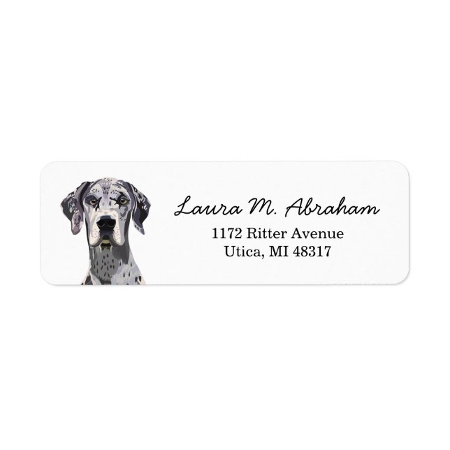 Great Dane Dog Return Address label (Front)