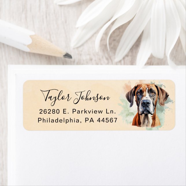 Great Dane Dog Return Address Label (Insitu)