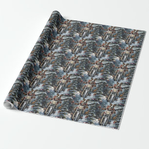 Great Dane Dog Riding Motorcycle Christmas Wrapping Paper