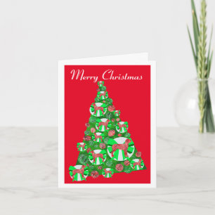 Great Dane Dog Silhouette Christmas Tree Red Card