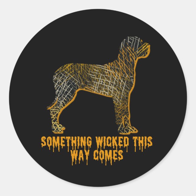 Great Dane Dog Silhouette Fun Orange Blk Halloween Classic Round Sticker (Front)