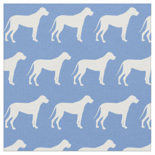 Great Dane Dog Silhouette Pet Light Blue Fabric