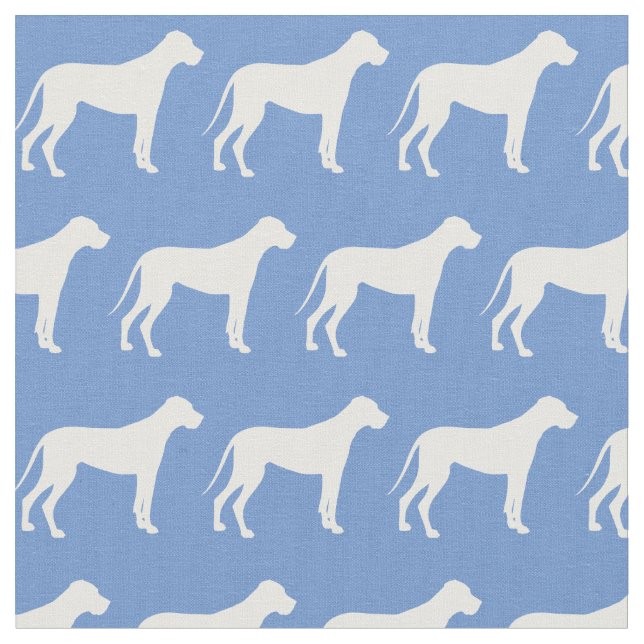 Great Dane Dog Silhouette Pet Light Blue Fabric (Close Up)