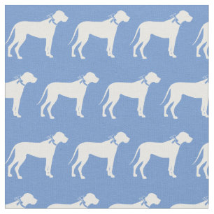 Great Dane Dog Silhouette Pet Light Blue Fabric