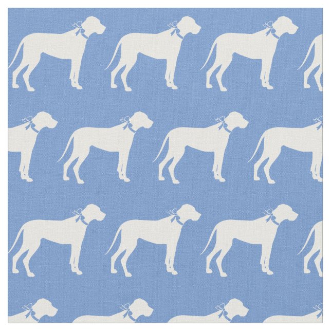 Great Dane Dog Silhouette Pet Light Blue Fabric (Close Up)