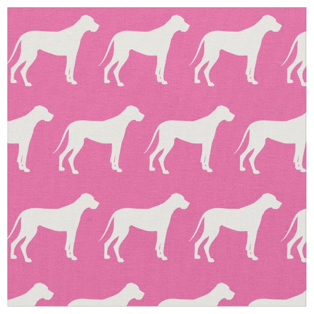 Great Dane Dog Silhouette Pet Pink Fabric (Close Up)