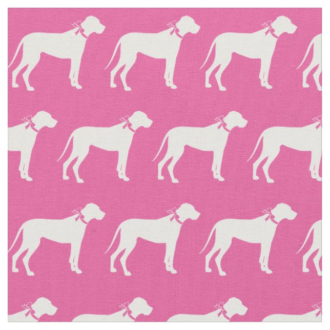 Great Dane Dog Silhouette Pet Pink Fabric (Close Up)