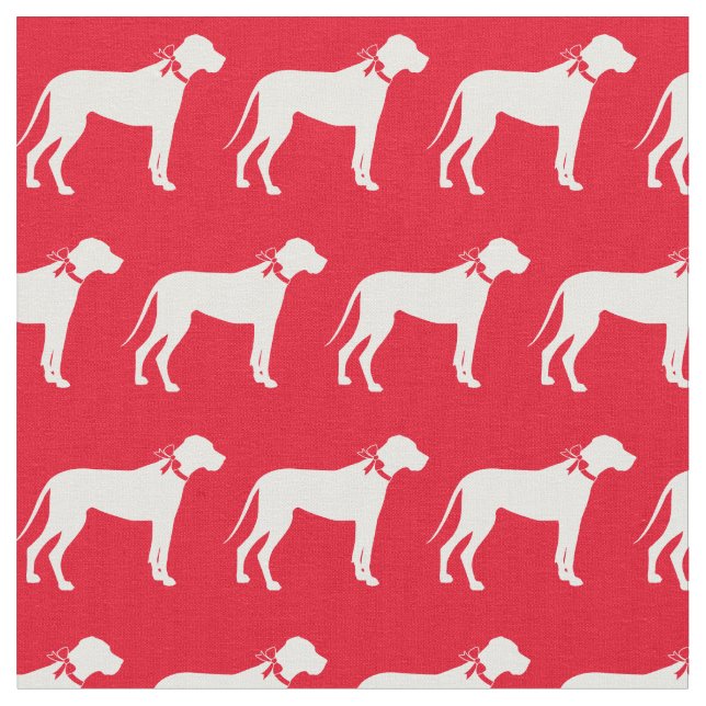 Great Dane Dog Silhouette Pet Red Fabric (Close Up)