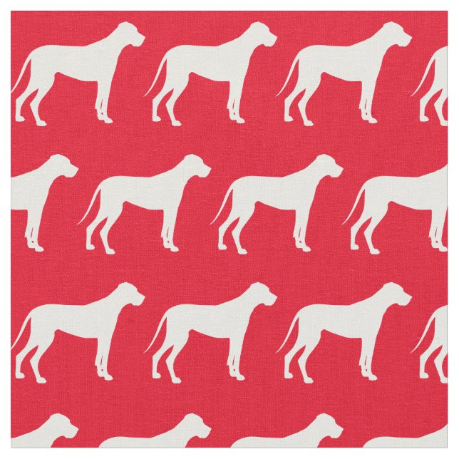 Great Dane Dog Silhouette Pet Red Fabric (Close Up)