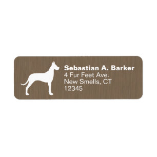 Great Dane Dog Silhouette Return Address Labels