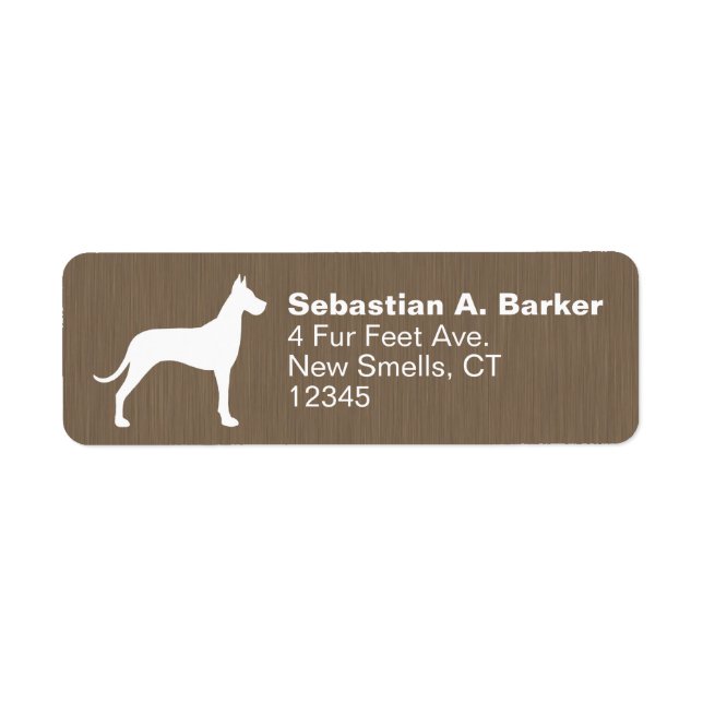 Great Dane Dog Silhouette Return Address Labels (Front)