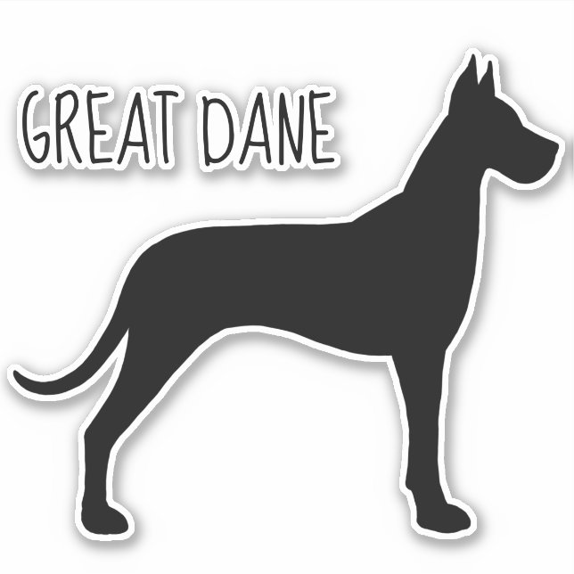 Great Dane Dog Silhouette Vinyl Sticker (Front)