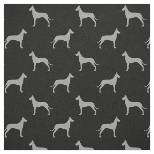 Great Dane Dog Silhouettes Pattern Black and Grey Fabric (Swatch)