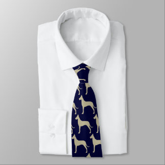 Great Dane Dog Silhouettes Pattern Blue and Tan Tie
