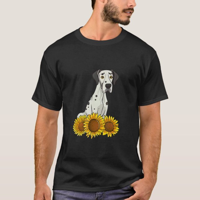 Great Dane Dog Sunflower Graphic for Women Cute Fl T-Shirt (Front)