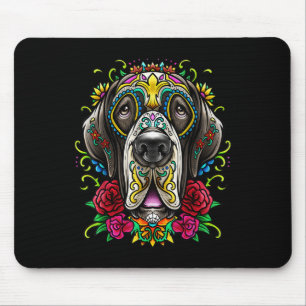 Great Dane Dog Tattoo Day Of The Dead Floral Mexic Mouse Pad