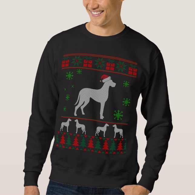Great Dane Dog Ugly Christmas Sweater Gift for Dog (Front)