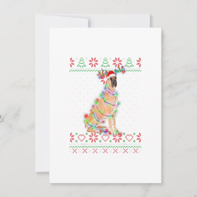 Great Dane Dog Ugly Sweater Christmas Puppy Dog Lo Invitation (Front)