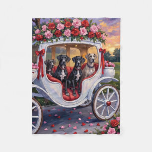 Great Dane Dog Valentine's Day Fleece Blanket