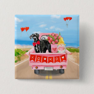 Great Dane Dog Valentine's Day Truck 15 Cm Square Badge