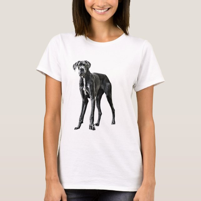 Great Dane Dog Watercolor Art Painting T-Shirt (Front)