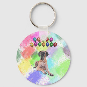 Great Dane Dog Wishing Happy New Year Key Ring