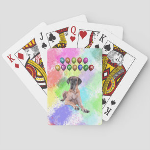 Great Dane Dog Wishing Happy New Year Playing Cards