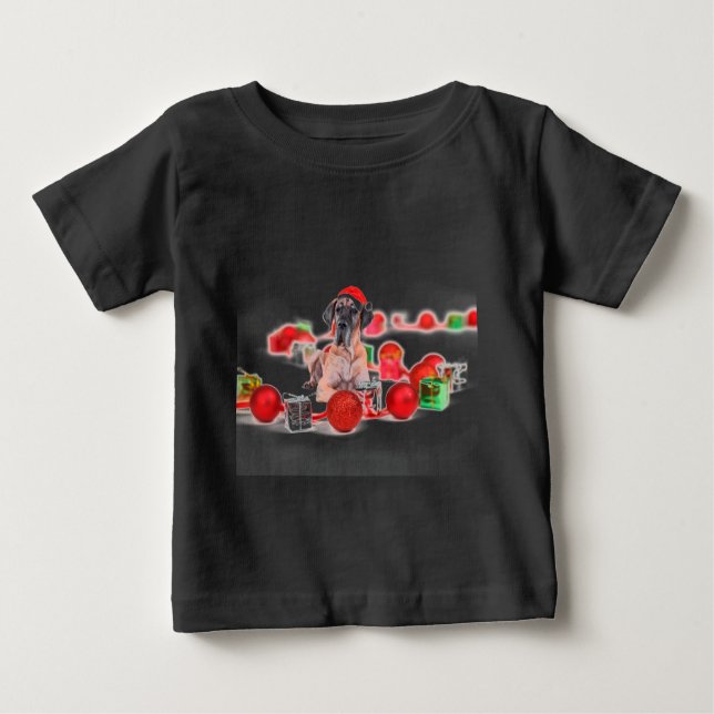 Great Dane Dog with Christmas Ornaments Gifts Baby T-Shirt (Front)