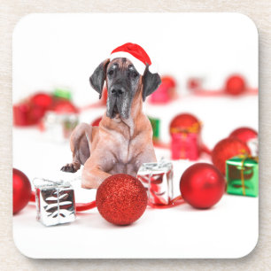 Great Dane Dog with Christmas Ornaments Gifts Coaster
