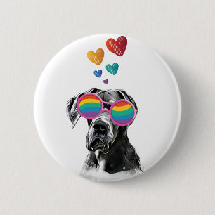 Great Dane Dog with Hearts Valentine's Day 6 Cm Round Badge