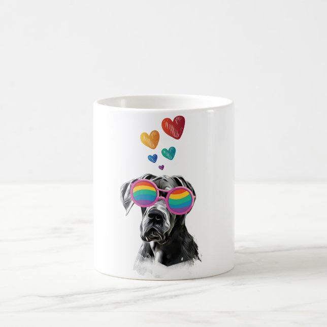 Great Dane Dog with Hearts Valentine's Day  Coffee Mug (Center)