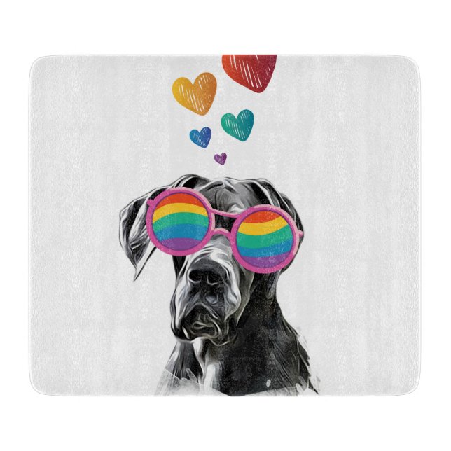 Great Dane Dog with Hearts Valentine's Day Cutting Board (Front)