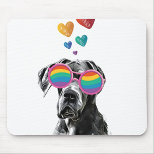 Great Dane Dog with Hearts Valentine's Day Mouse Pad