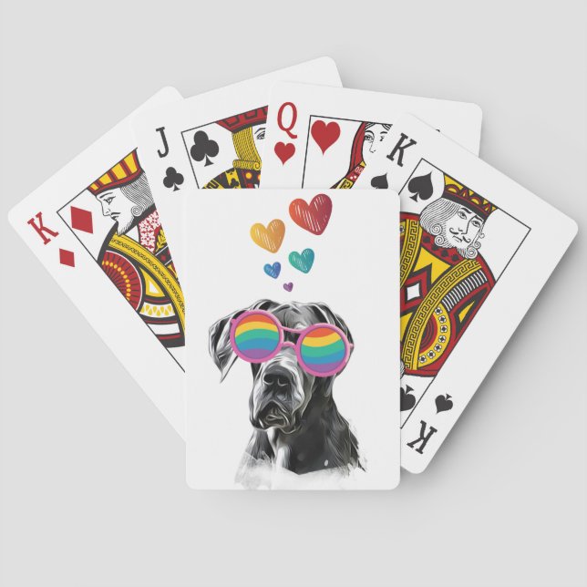 Great Dane Dog with Hearts Valentine's Day  Playing Cards (Back)