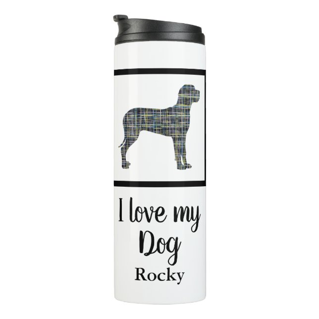Great Dane Dog Yellow & Blue Silhouette Thermal Tumbler (Rotated Right)