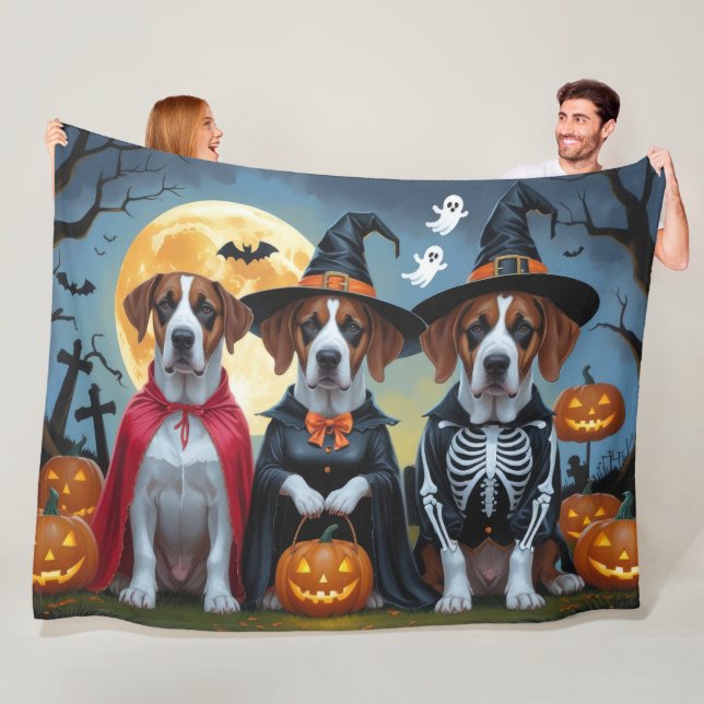 Great Dane Dogs Pumpkin Halloween Funny Fleece Blanket (In Situ)
