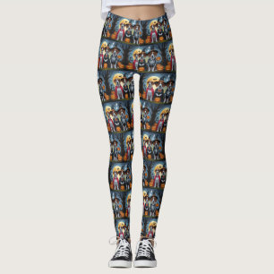 Great Dane Dogs Pumpkin Halloween Funny Leggings