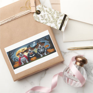 Great Dane Dogs Pumpkin Halloween Funny Rectangular Sticker