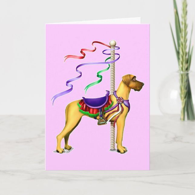 Great Dane Fawn Carousel UC - Customised Card (Front)