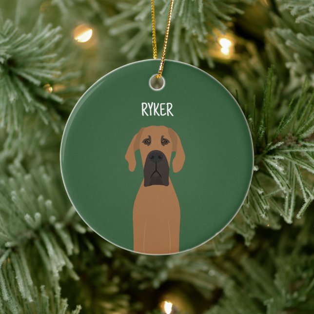 Great Dane Fawn Dog Ceramic Tree Decoration (Tree)