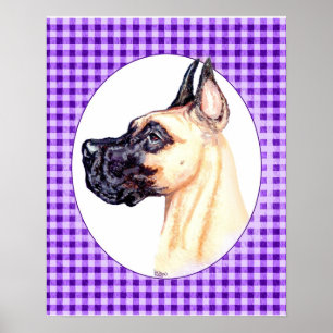 Great Dane Fawn Purple Poster