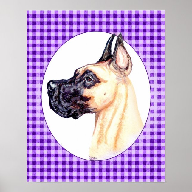 Great Dane Fawn Purple Poster (Front)
