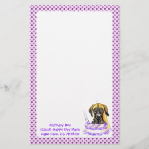 Great Dane Fawn UC Birthday Cake Stationery