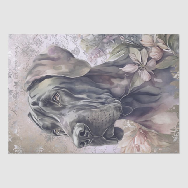 Great Dane Floral Dog Tissue Paper (Front)