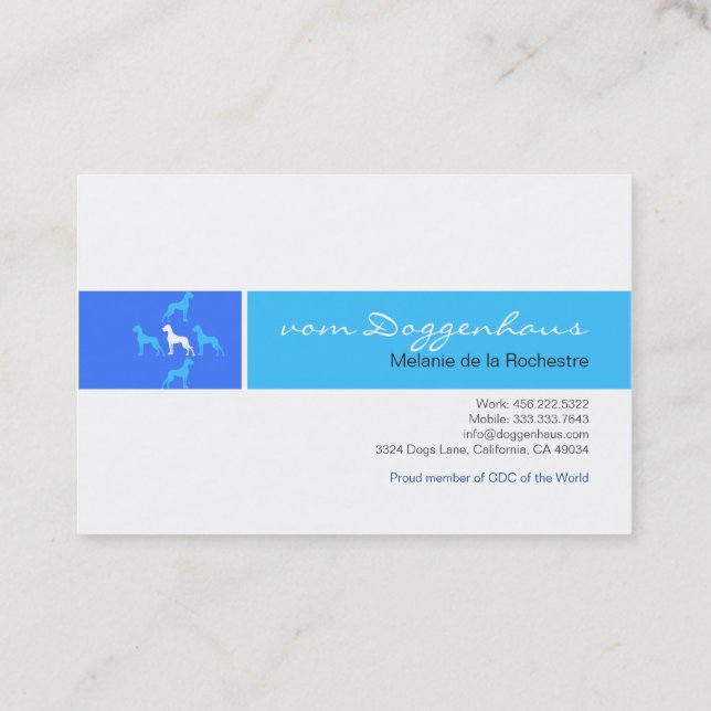 Great Dane formal Business Card (Back)