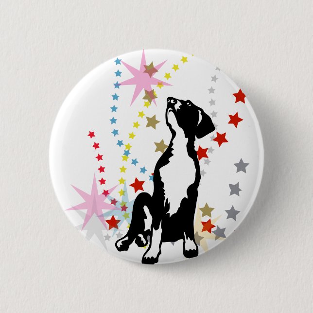 Great Dane Funny Stars 6 Cm Round Badge (Front)