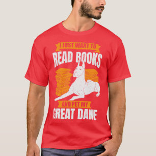 Great Dane German Mastiff Dog Reading Lover Gift T-Shirt
