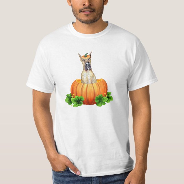 Great Dane Halloween Brindle Dane-O-Lantern T-Shirt (Front)