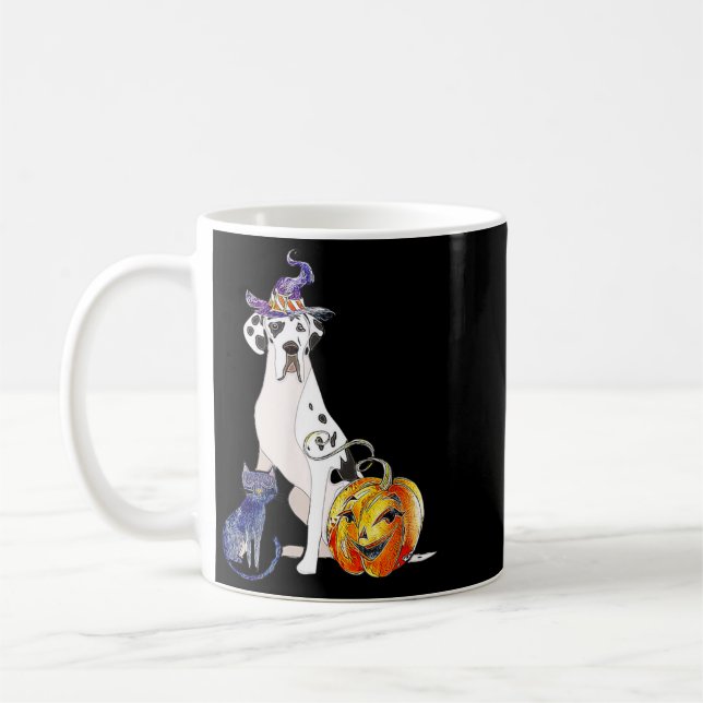 Great Dane Halloween Dog Harlequin Coffee Mug (Left)
